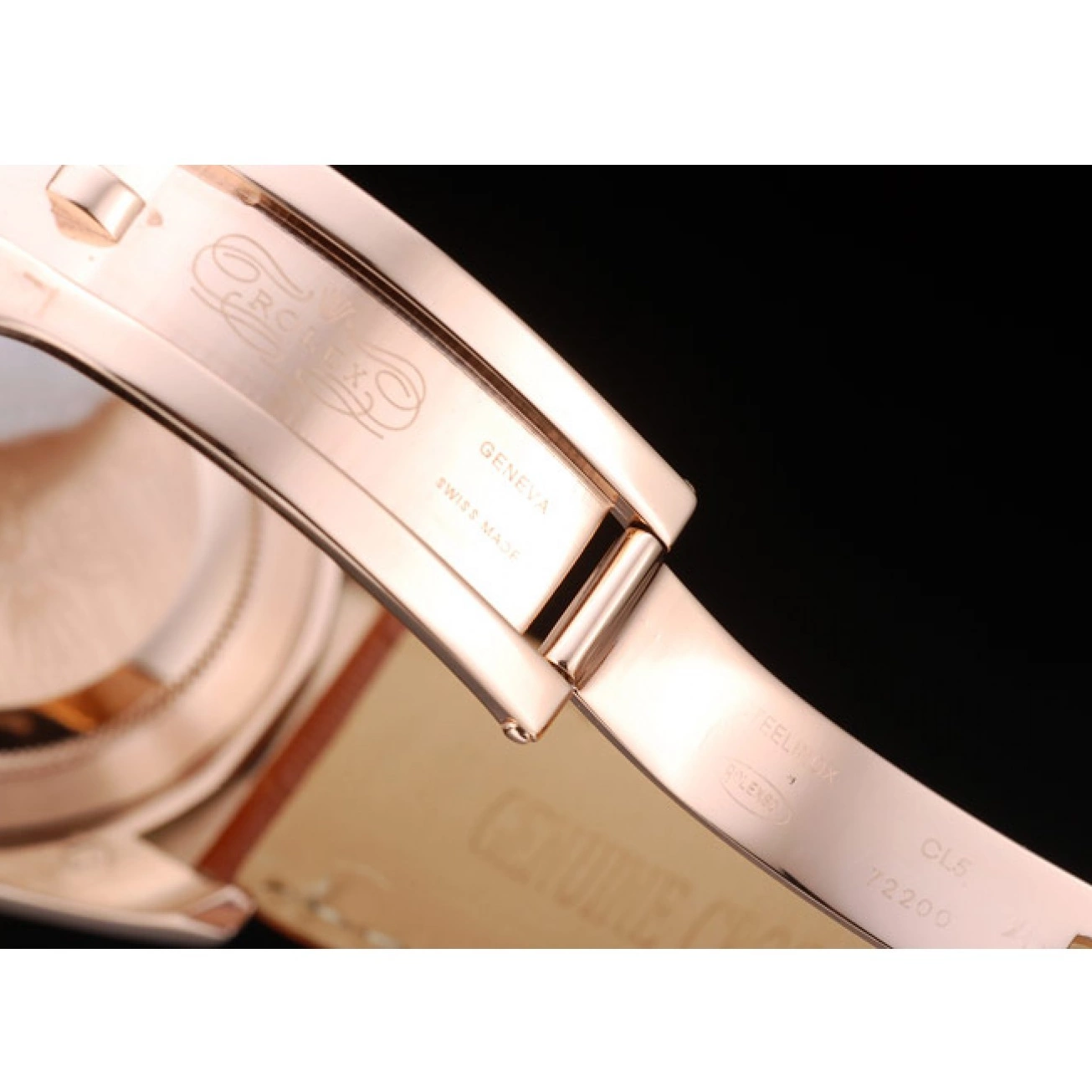AAA replica watch Gold Brown Daytona Brown Strap Case Leather Dial Rose Rolex 0630